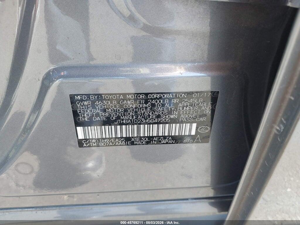 JTHBA1D23H5047205 2017 LEXUS IS 200T photo no. 9