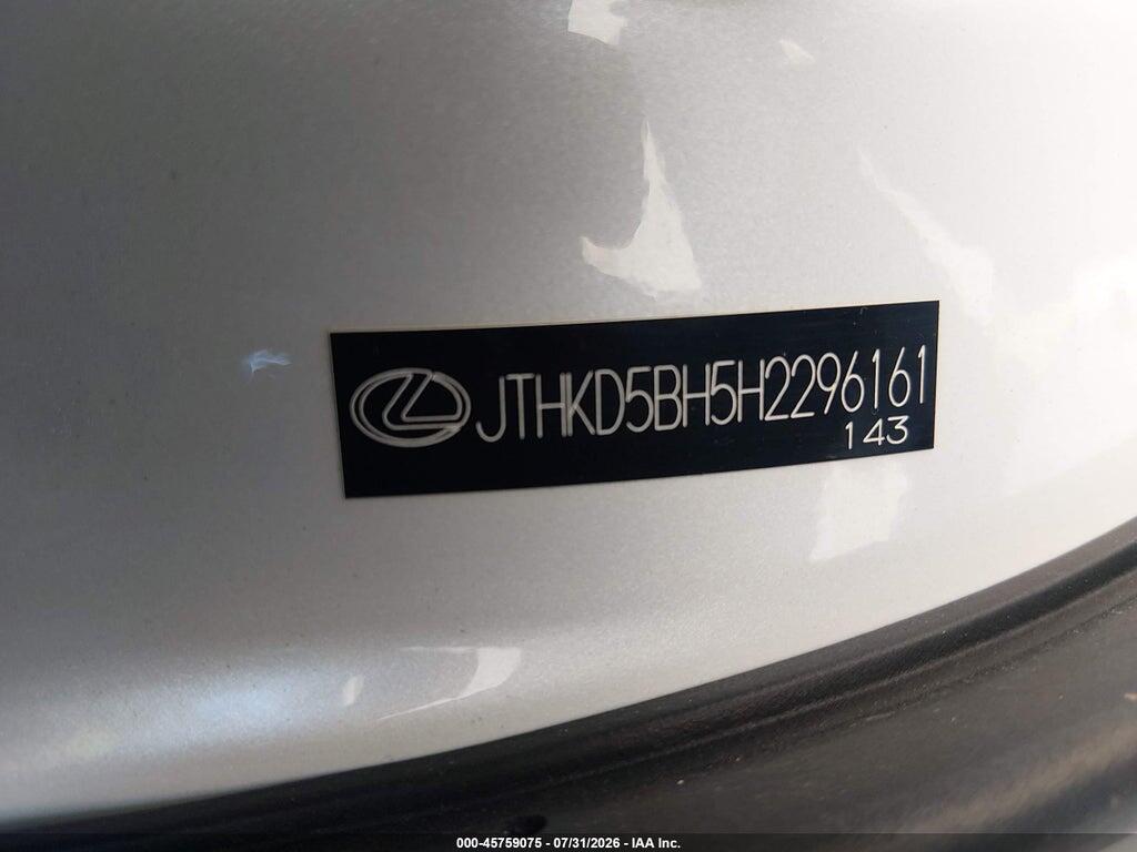 JTHKD5BH5H2296161 2017 LEXUS CT 200H photo no. 9