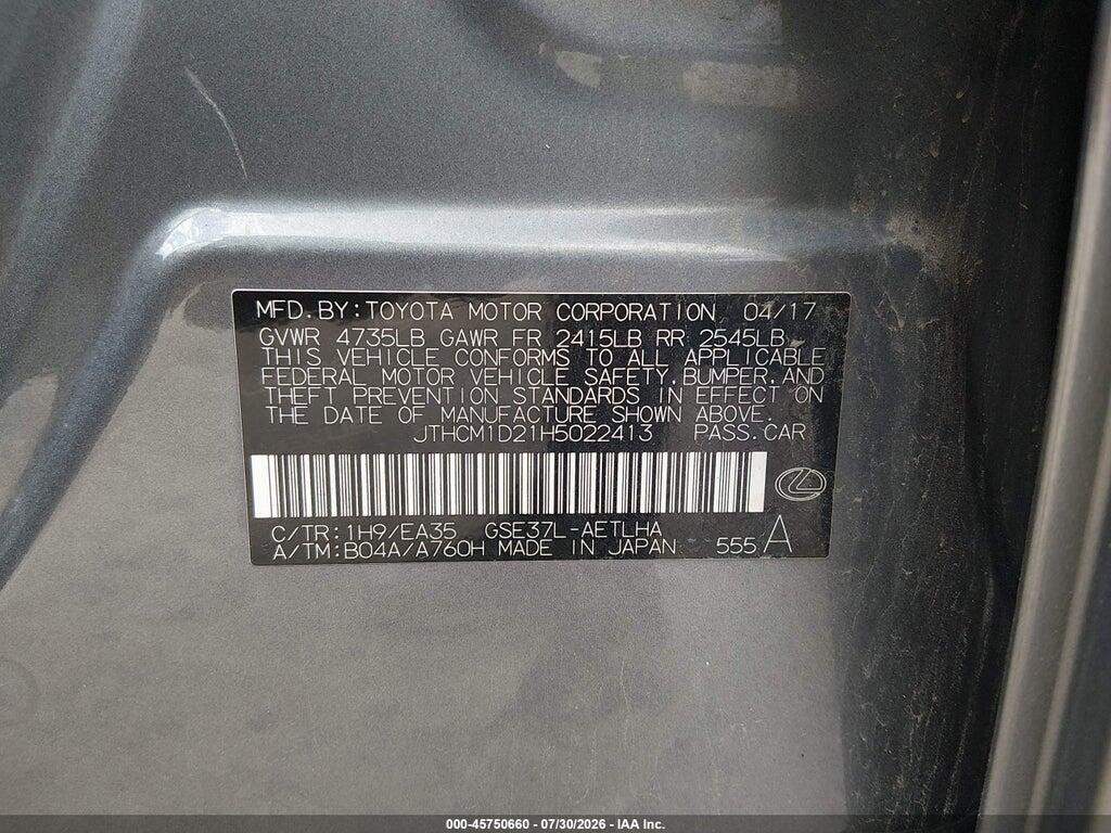 JTHCM1D21H5022413 2017 LEXUS IS 300 photo no. 9