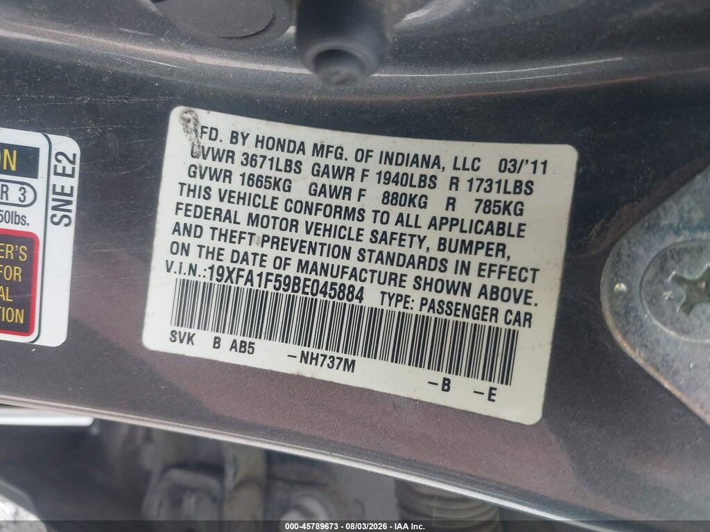 19XFA1F59BE045884 2011 HONDA CIVIC photo no. 6