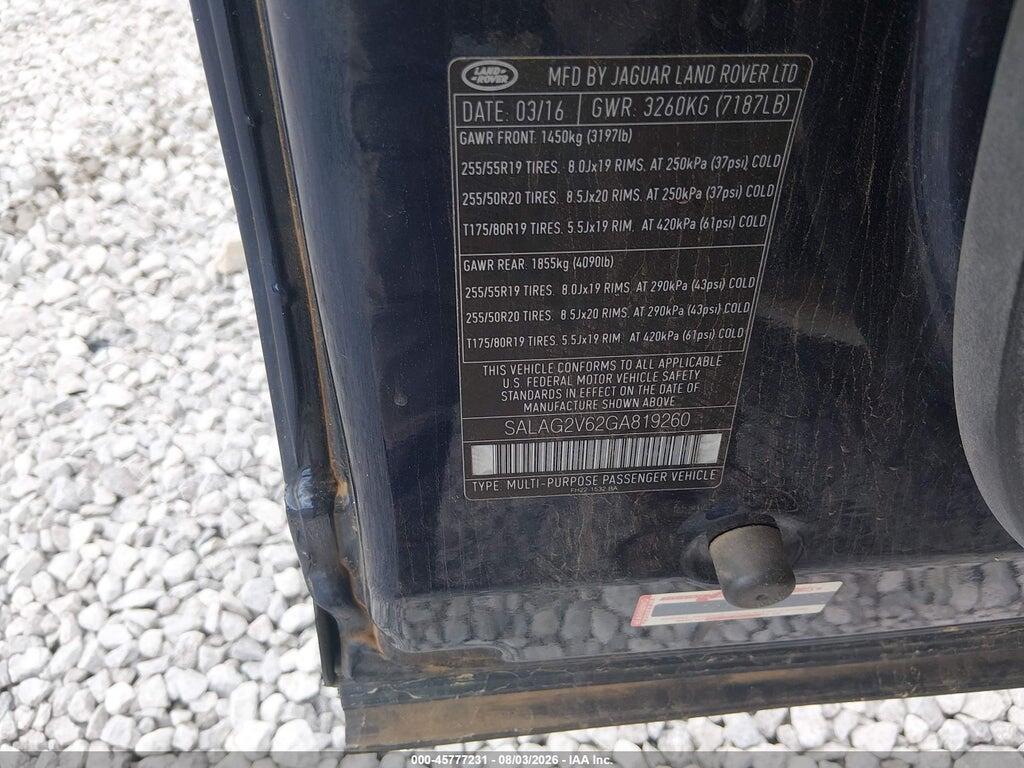 SALAG2V62GA819260 2016 LAND ROVER LR4 photo no. 9