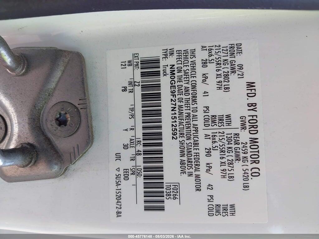 NM0GE9F27N1512592 2022 FORD TRANSIT CONNECT photo no. 9
