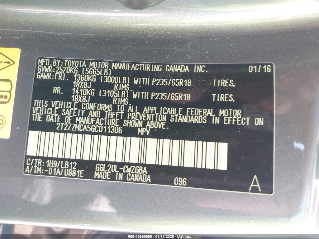 2T2ZZMCA5GC011306 2016 LEXUS RX 350 photo no. 9