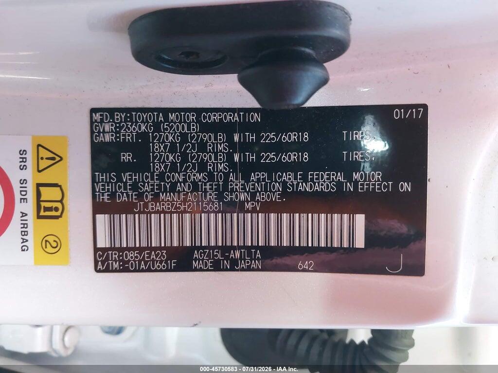 JTJBARBZ5H2115681 2017 LEXUS NX 200T photo no. 9