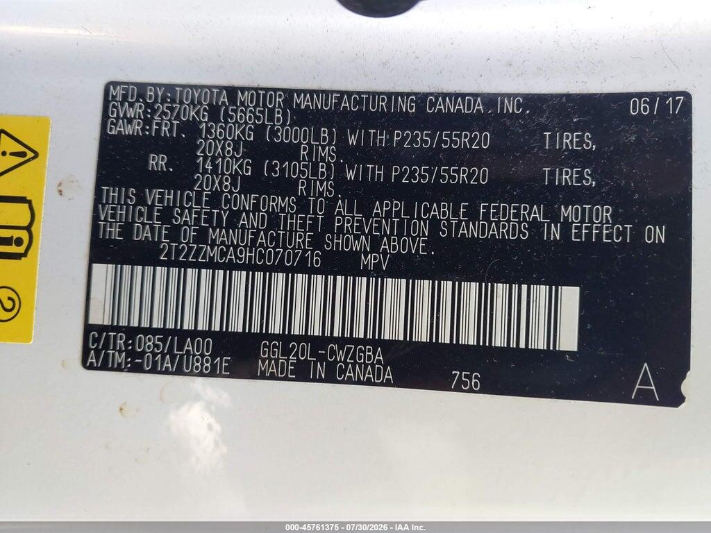 2T2ZZMCA9HC070716 2017 LEXUS RX 350 photo no. 9