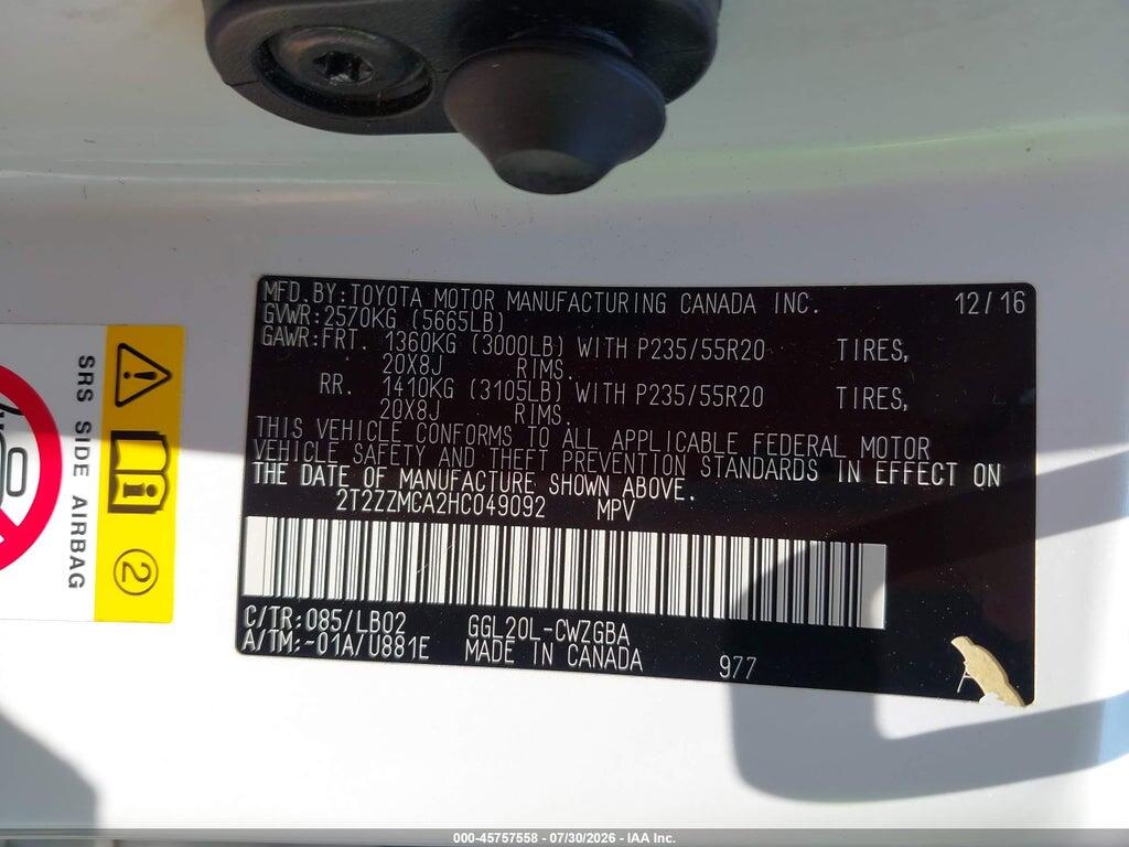 2T2ZZMCA2HC049092 2017 LEXUS RX 350 photo no. 9