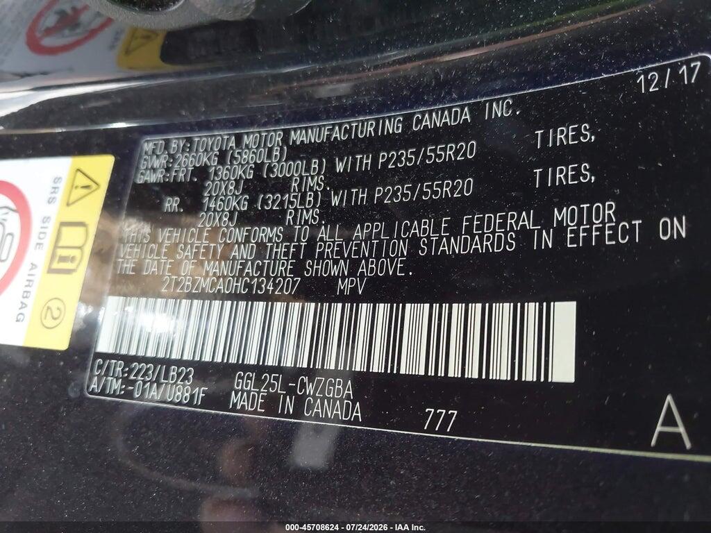 2T2BZMCA0HC134207 2017 LEXUS RX 350 photo no. 9