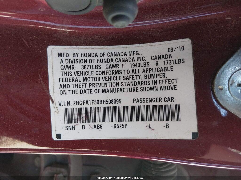2HGFA1F50BH508095 2011 HONDA CIVIC photo no. 9