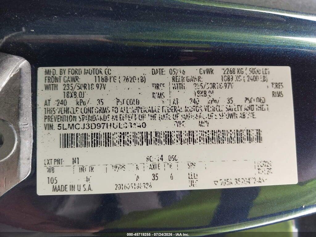 5LMCJ3D97HUL08140 2017 LINCOLN MKC photo no. 9
