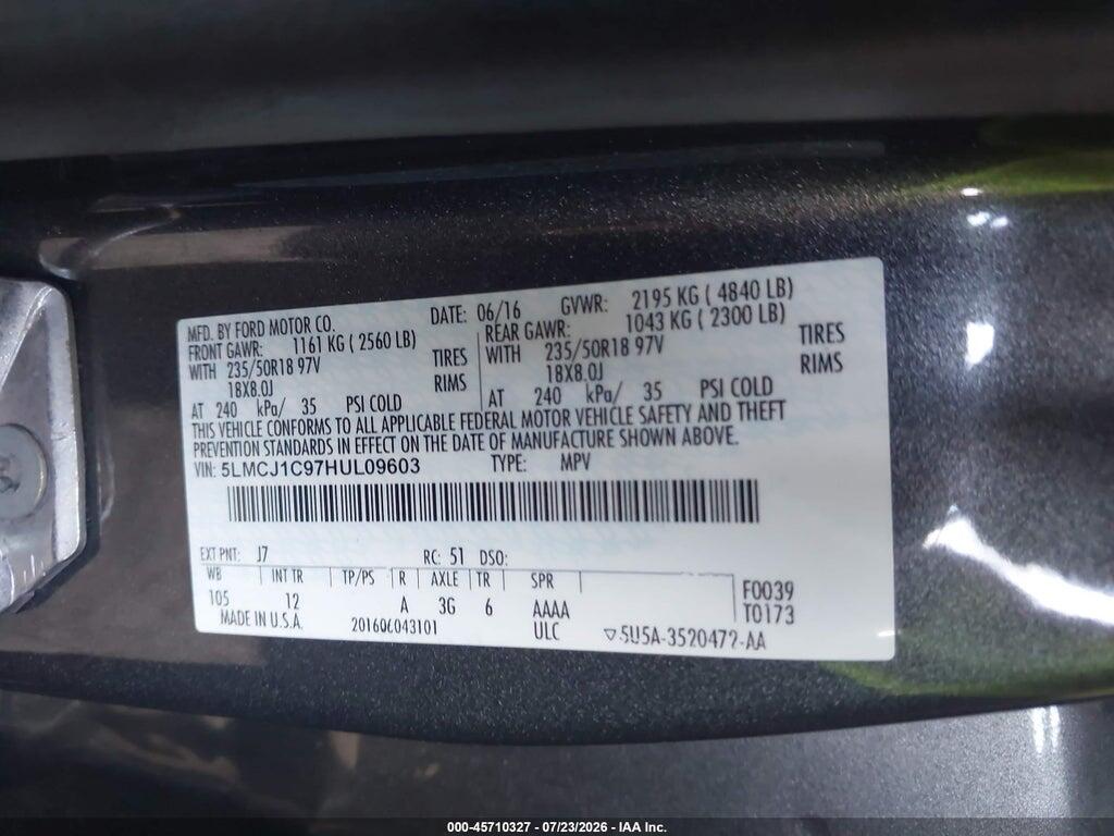 5LMCJ1C97HUL09603 2017 LINCOLN MKC photo no. 9