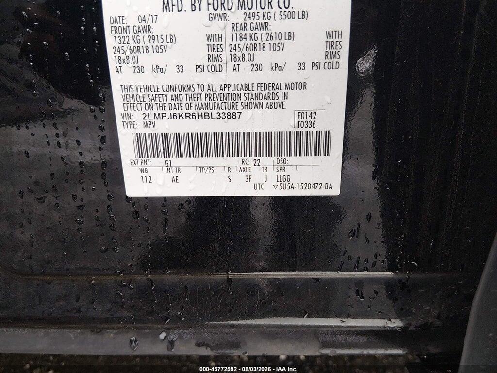 2LMPJ6KR6HBL33887 2017 LINCOLN MKX photo no. 9