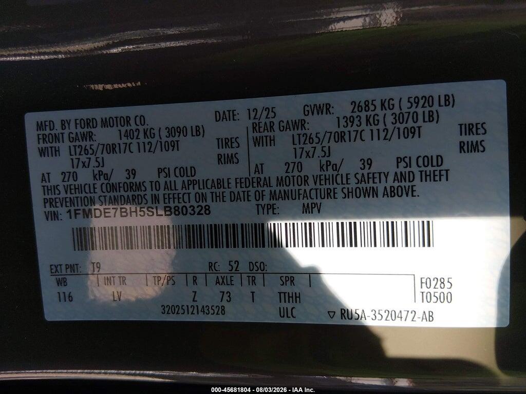 1FMDE7BH5SLB80328 2025 FORD BRONCO photo no. 9
