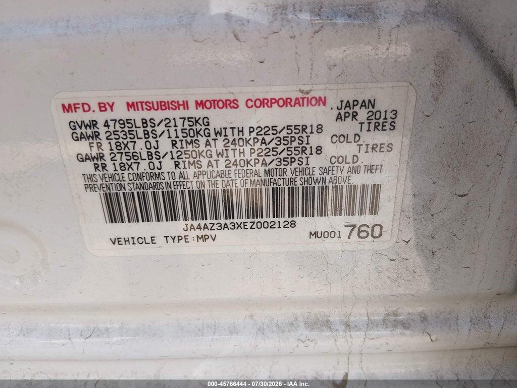 JA4AZ3A3XEZ002128 2014 MITSUBISHI OUTLANDER photo no. 9