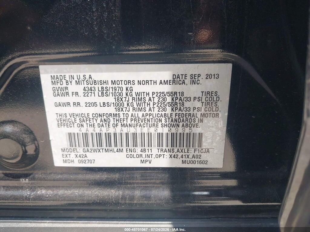 4A4AP3AU3EE010995 2014 MITSUBISHI OUTLANDER SPORT photo no. 9