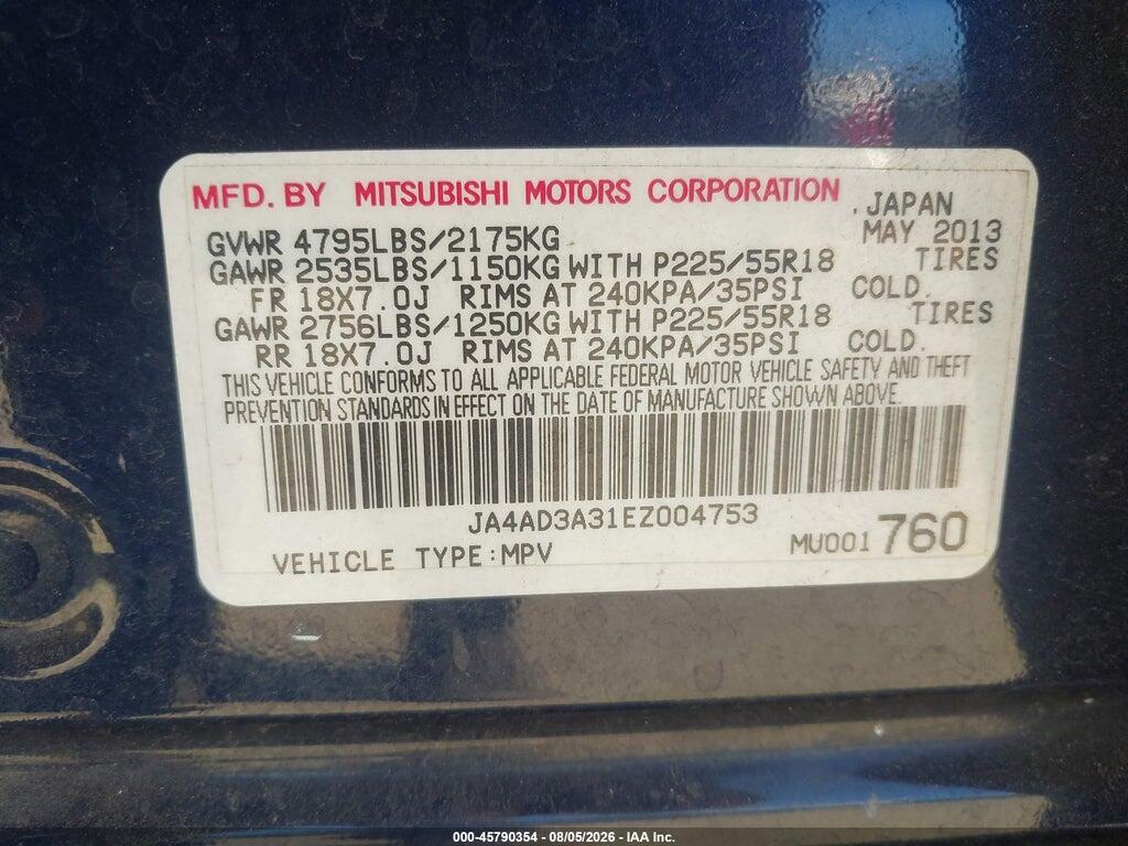 JA4AD3A31EZ004753 2014 MITSUBISHI OUTLANDER photo no. 9