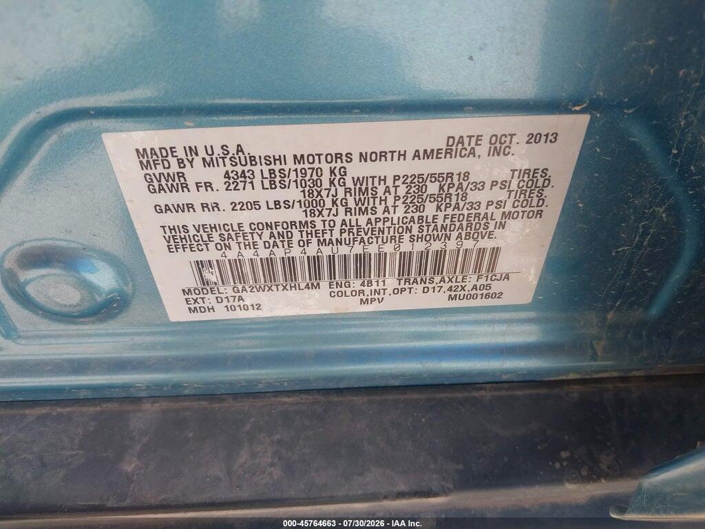 4A4AP4AU7EE012397 2014 MITSUBISHI OUTLANDER SPORT photo no. 9