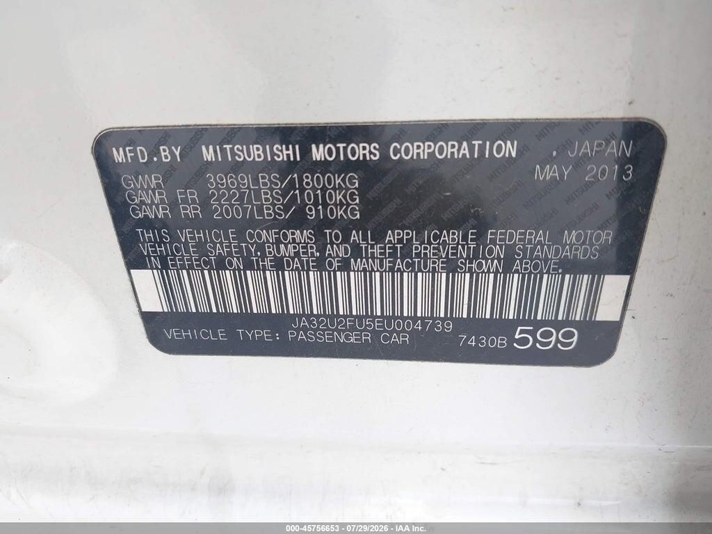 JA32U2FU5EU004739 2014 MITSUBISHI LANCER photo no. 9