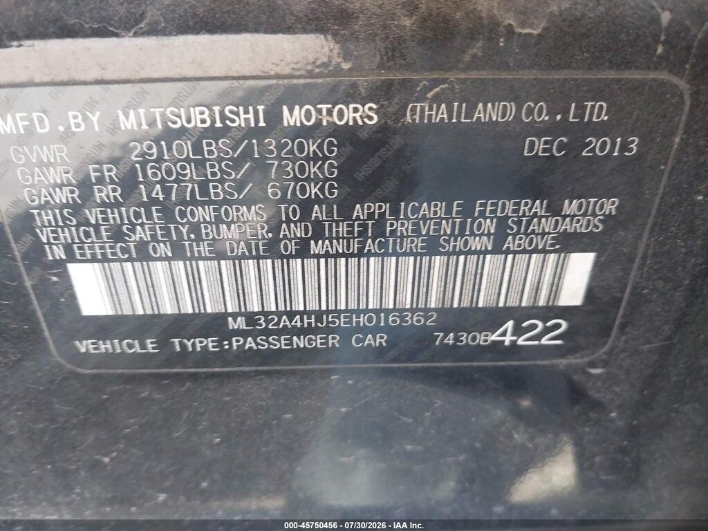 ML32A4HJ5EH016362 2014 MITSUBISHI MIRAGE photo no. 9