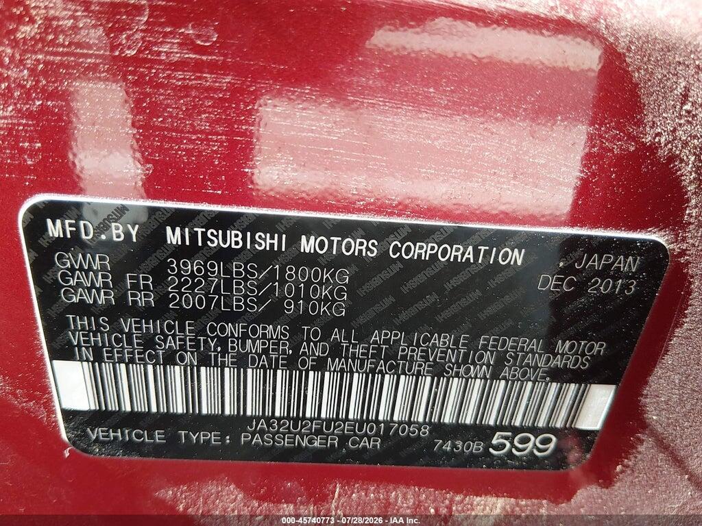 JA32U2FU2EU017058 2014 MITSUBISHI LANCER photo no. 9