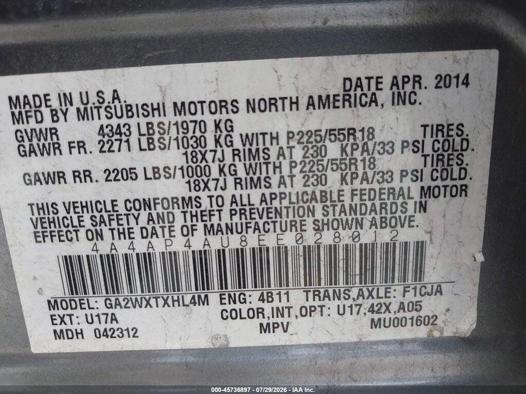 4A4AP4AU8EE028012 2014 MITSUBISHI OUTLANDER SPORT photo no. 9