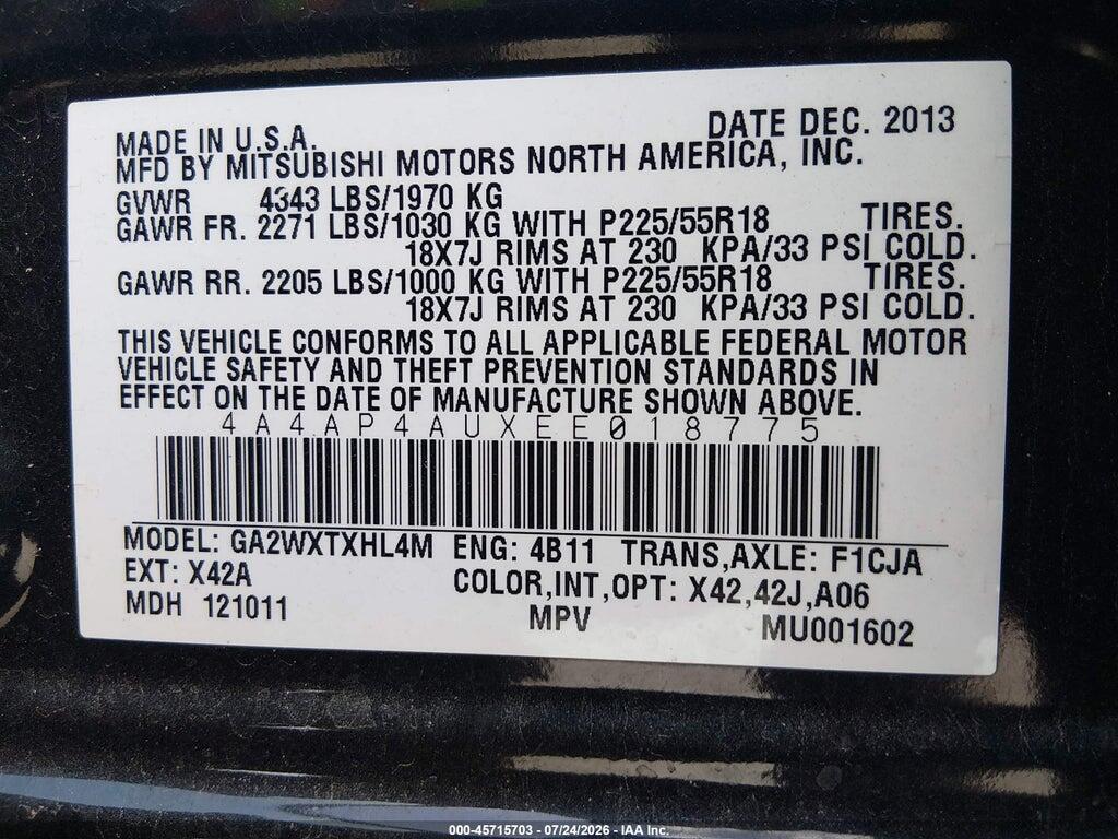 4A4AP4AUXEE018775 2014 MITSUBISHI OUTLANDER SPORT photo no. 9