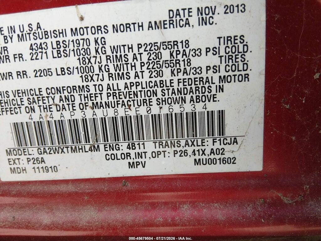 4A4AP3AU8EE016534 2014 MITSUBISHI OUTLANDER SPORT photo no. 9