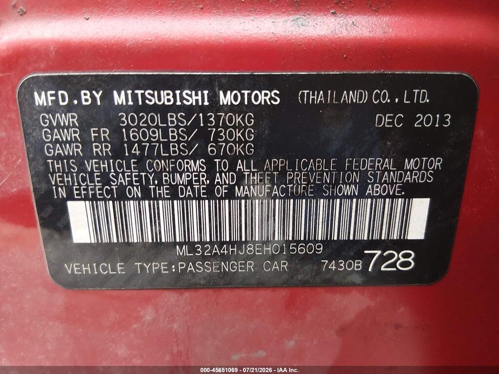 ML32A4HJ8EH015609 2014 MITSUBISHI MIRAGE photo no. 9