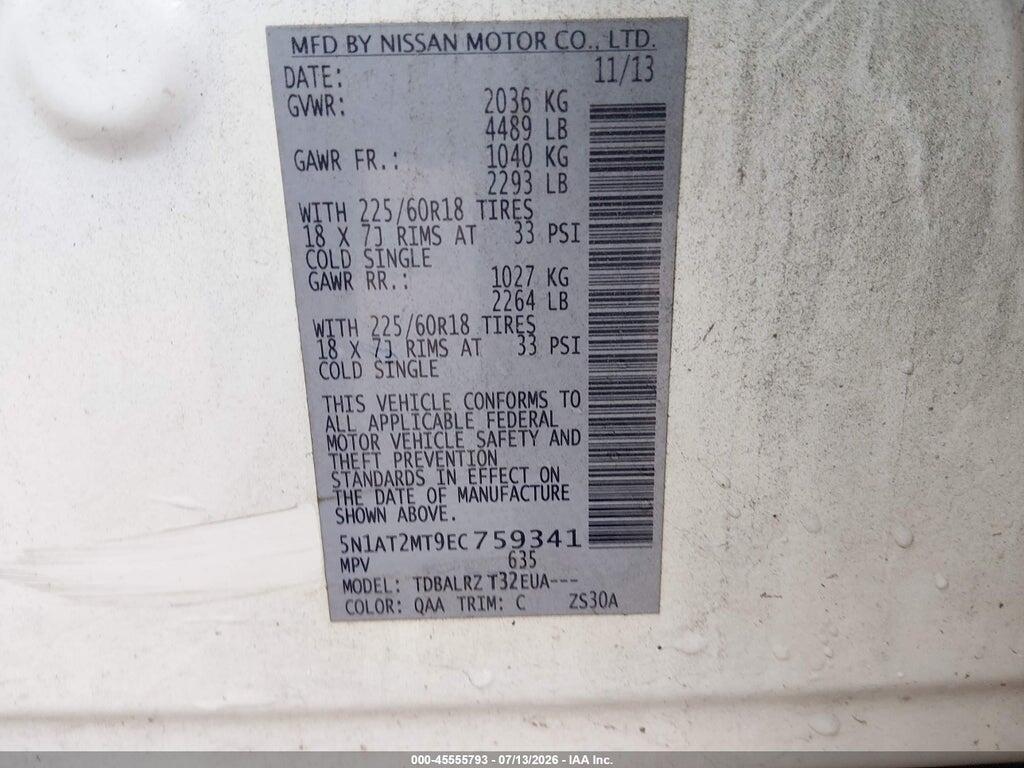 5N1AT2MT9EC759341 2014 NISSAN ROGUE photo no. 9