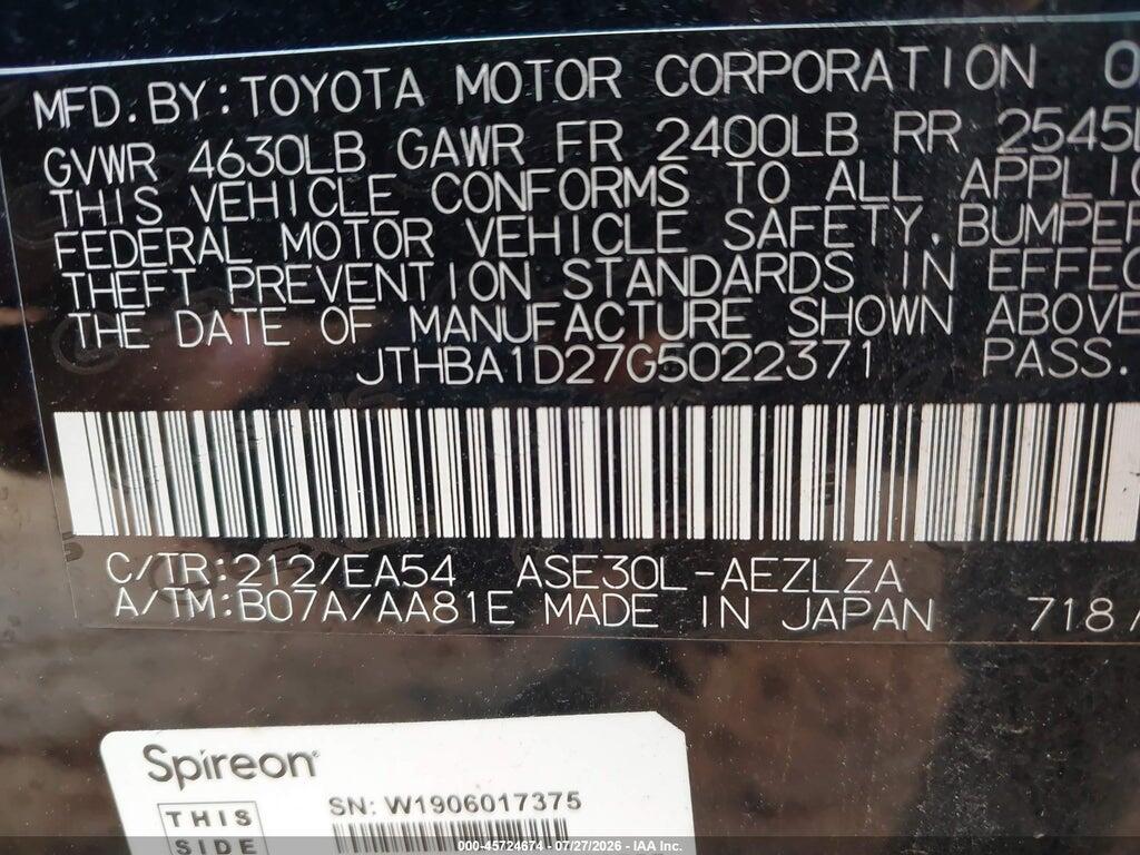 JTHBA1D27G5022371 2016 LEXUS IS 200T photo no. 9