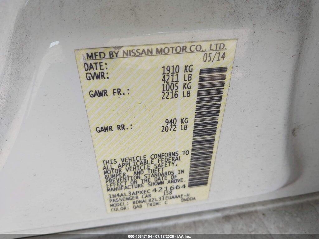 1N4AL3APXEC421664 2014 NISSAN ALTIMA photo no. 9