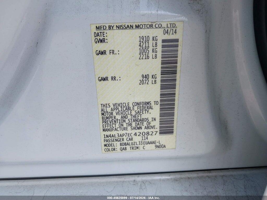 1N4AL3AP7EC420827 2014 NISSAN ALTIMA photo no. 9