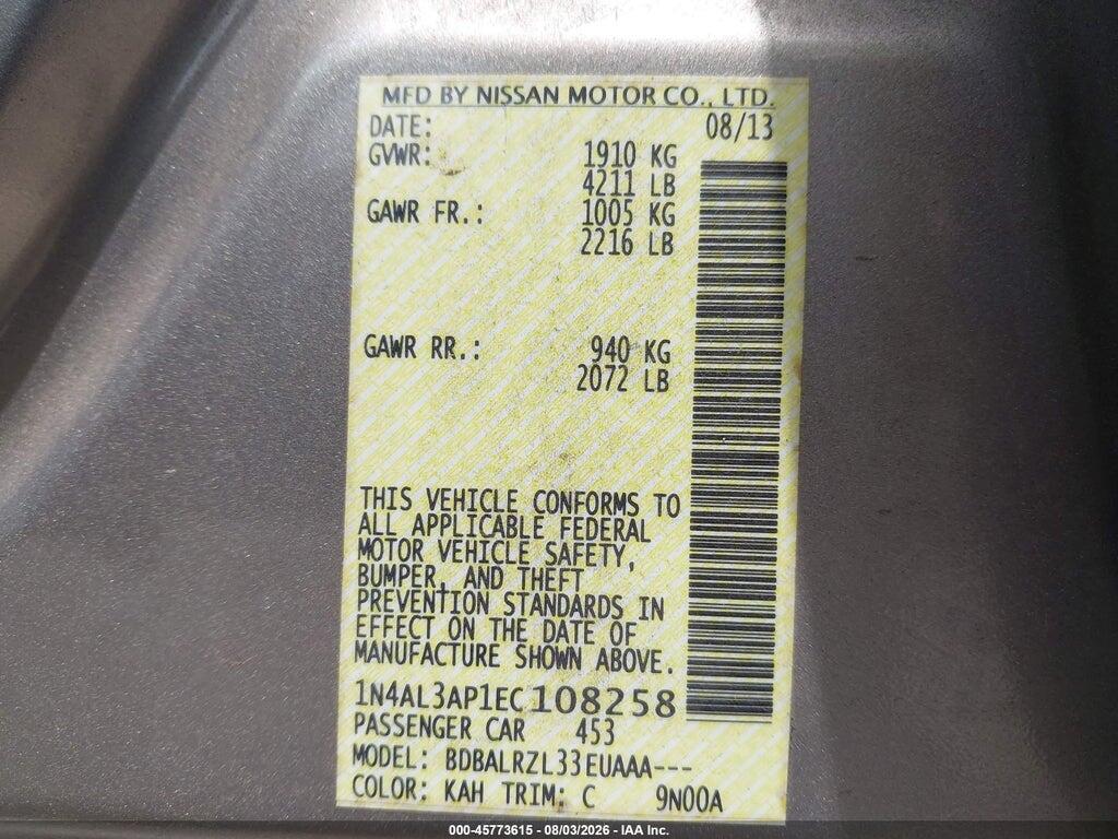 1N4AL3AP1EC108258 2014 NISSAN ALTIMA photo no. 9