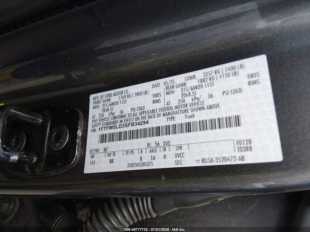 1FTFW5LD3SFB34294 2025 FORD F-150 photo no. 9