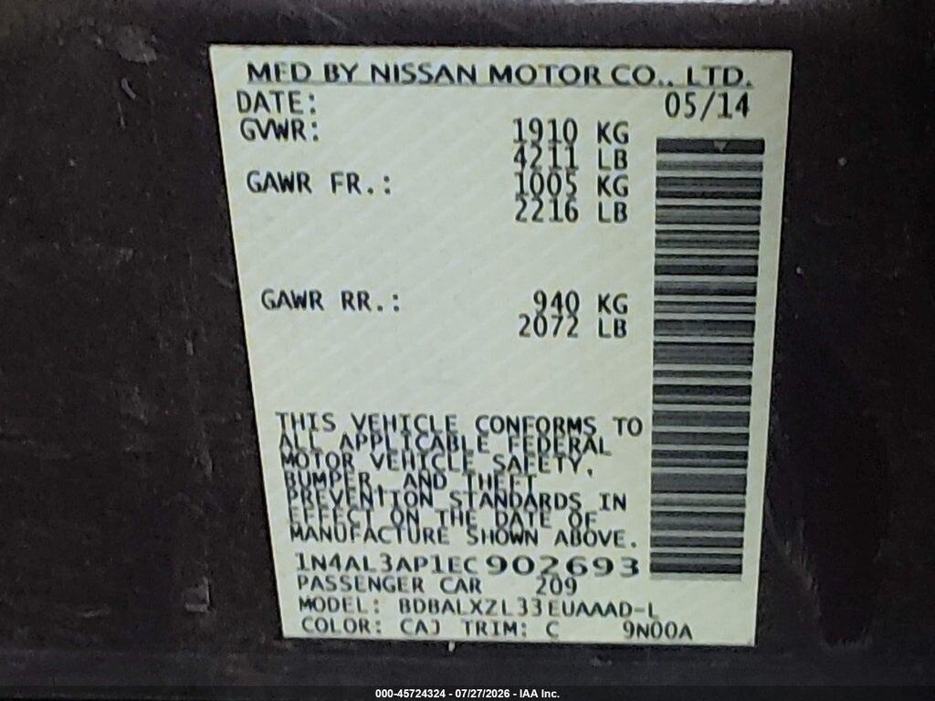 1N4AL3AP1EC902693 2014 NISSAN ALTIMA photo no. 9