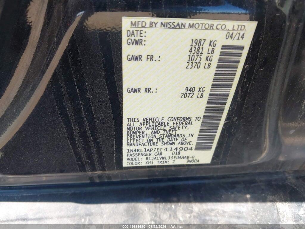 1N4BL3AP7EC414904 2014 NISSAN ALTIMA photo no. 9