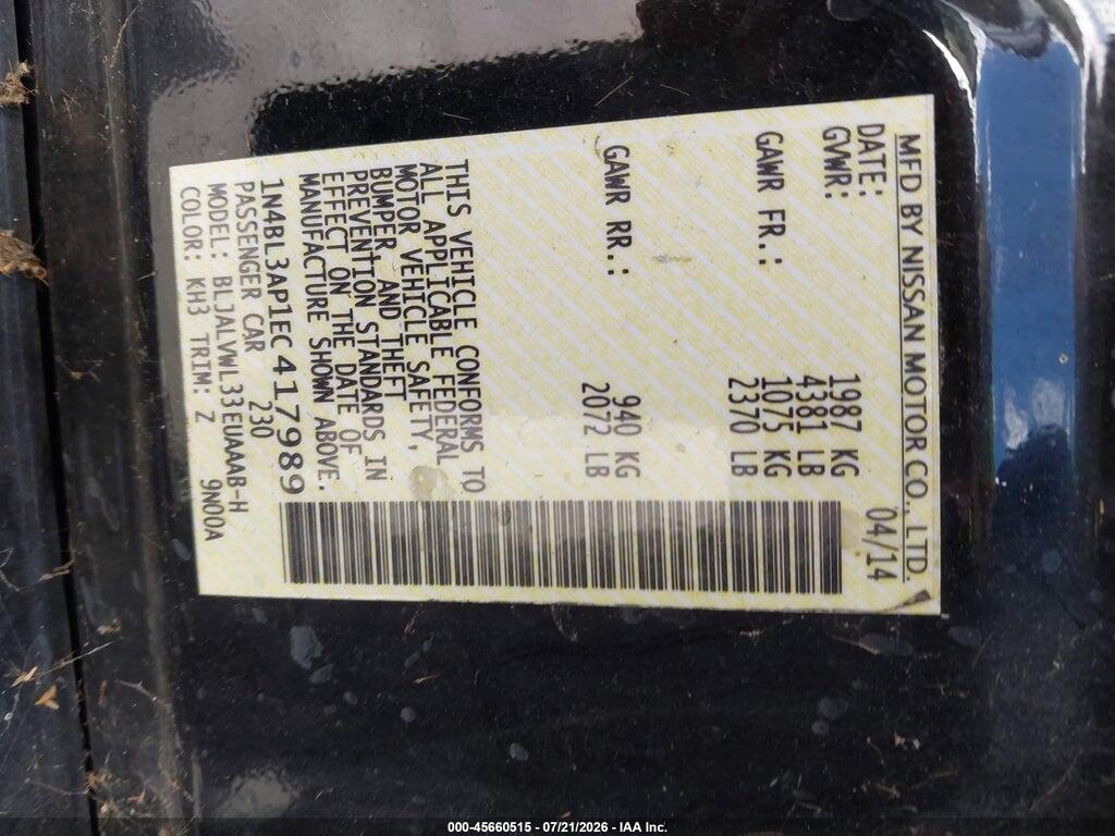 1N4BL3AP1EC417989 2014 NISSAN ALTIMA photo no. 9