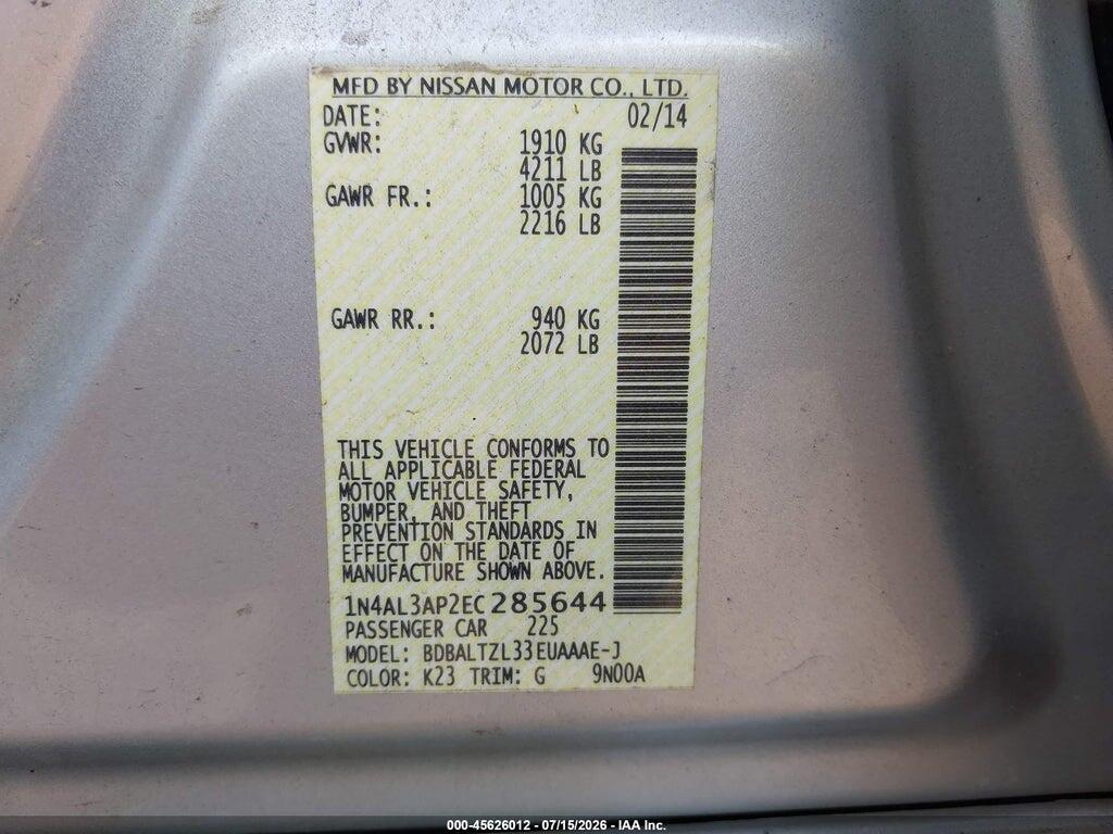 1N4AL3AP2EC285644 2014 NISSAN ALTIMA photo no. 9