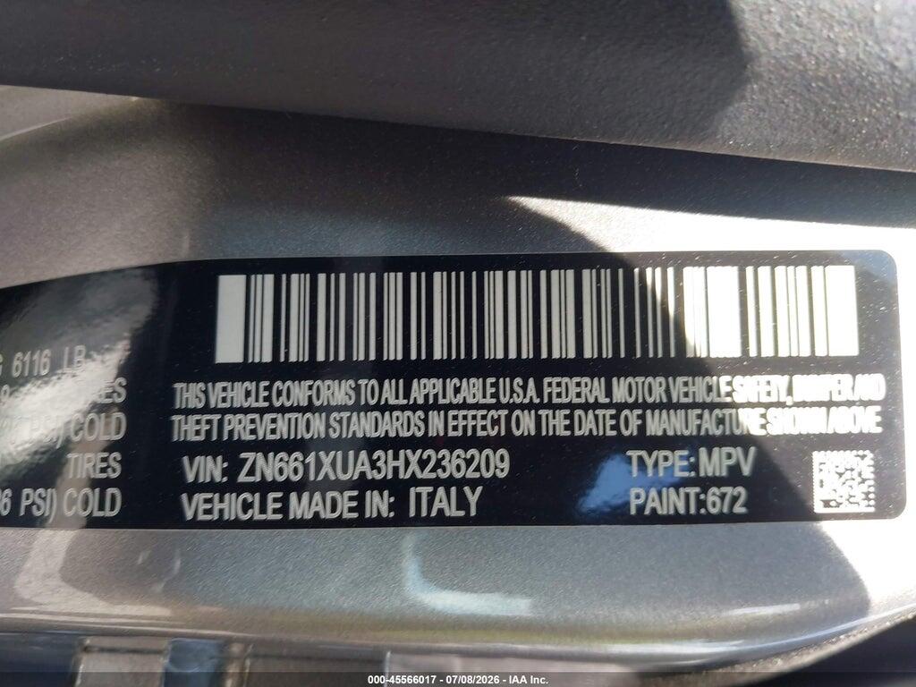 ZN661XUA3HX236209 2017 MASERATI LEVANTE photo no. 9