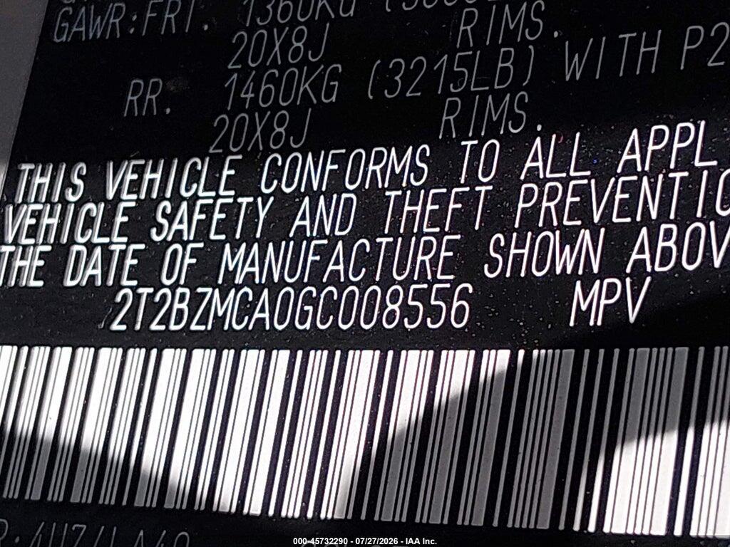 2T2BZMCA0GC008556 2016 LEXUS RX 350 photo no. 9