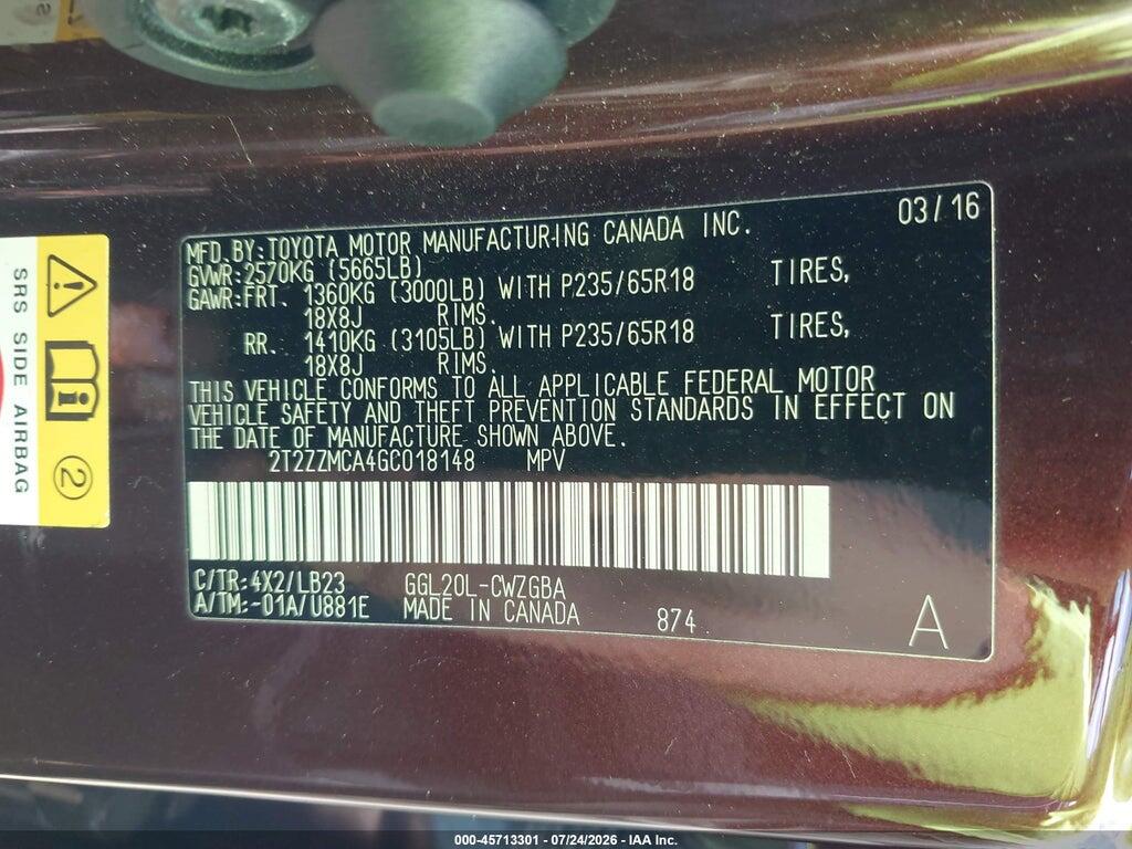 2T2ZZMCA4GC018148 2016 LEXUS RX 350 photo no. 9
