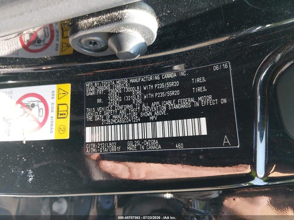 2T2BZMCA6GC041254 2016 LEXUS RX 350 photo no. 9