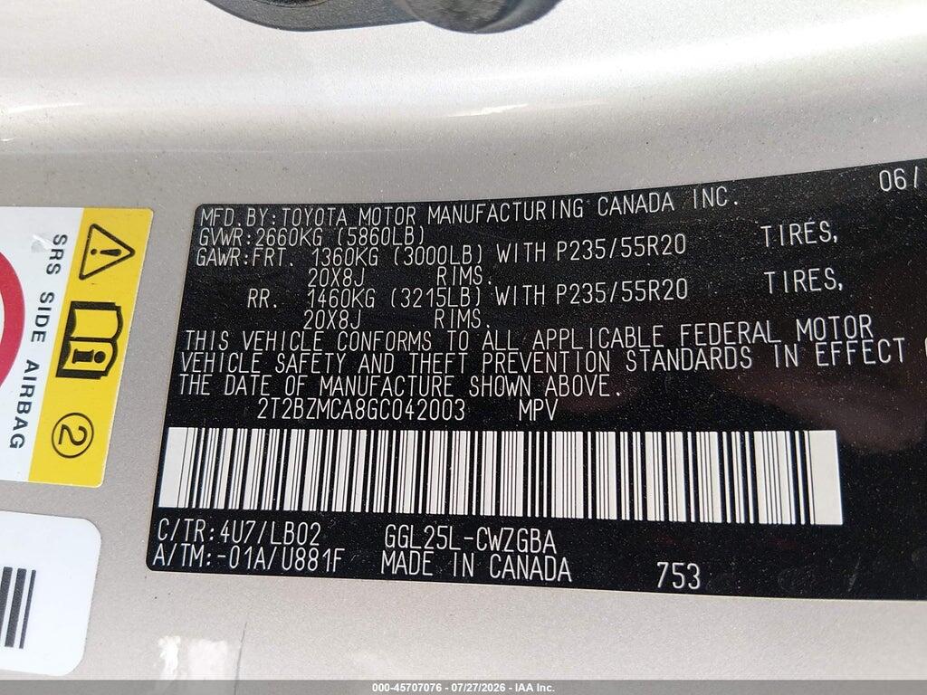 2T2BZMCA8GC042003 2016 LEXUS RX 350 photo no. 9