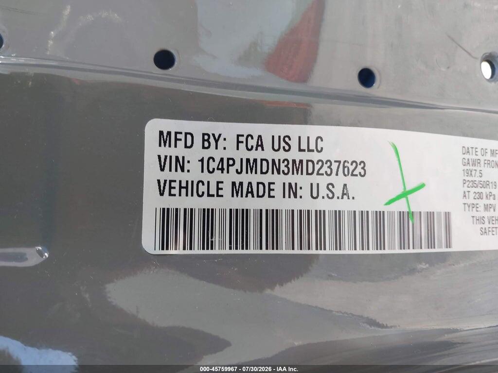 1C4PJMDN3MD237623 2021 JEEP CHEROKEE photo no. 9