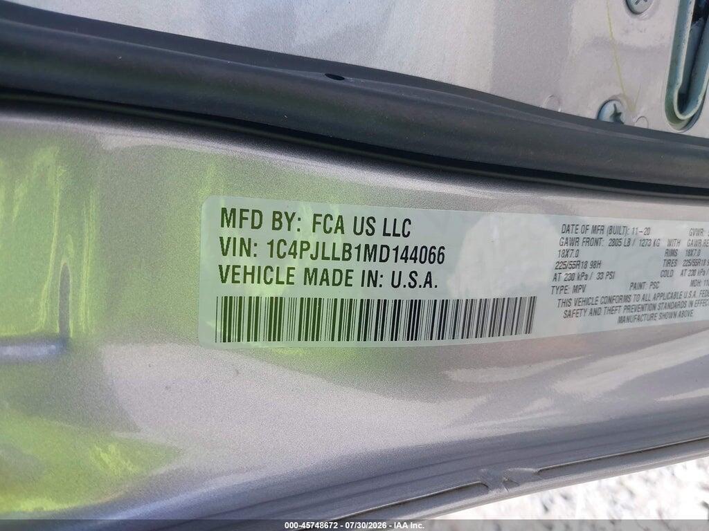 1C4PJLLB1MD144066 2021 JEEP CHEROKEE photo no. 9