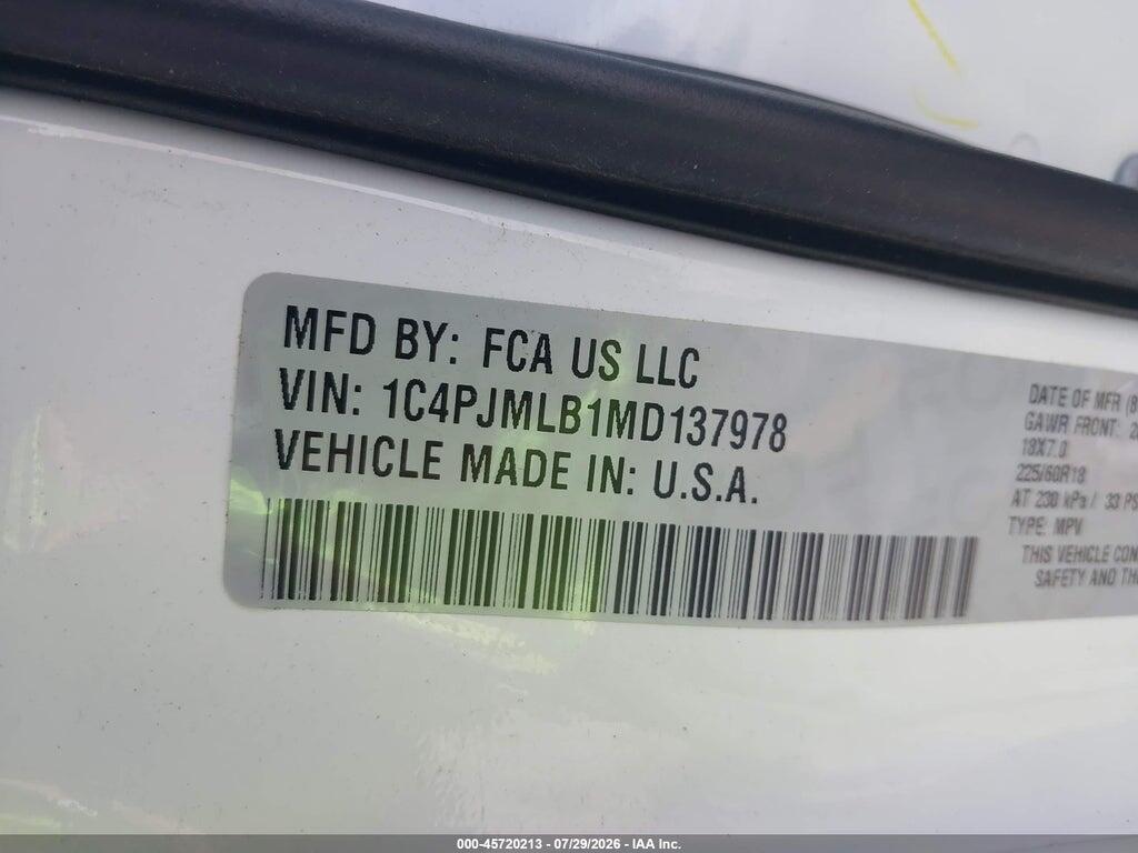 1C4PJMLB1MD137978 2021 JEEP CHEROKEE photo no. 9