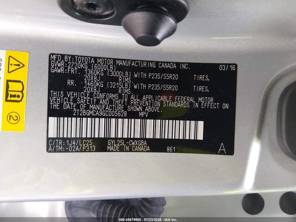 2T2BGMCA9GC005628 2016 LEXUS RX 450H photo no. 9