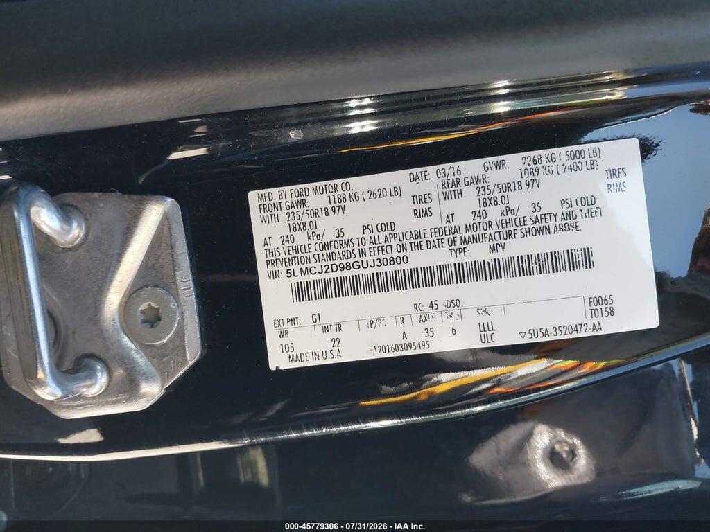 5LMCJ2D98GUJ30800 2016 LINCOLN MKC photo no. 9
