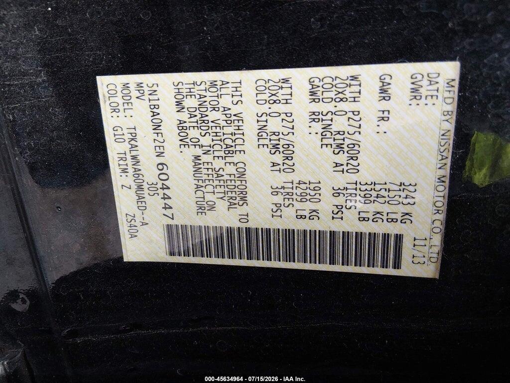5N1BA0NF2EN604447 2014 NISSAN ARMADA photo no. 9