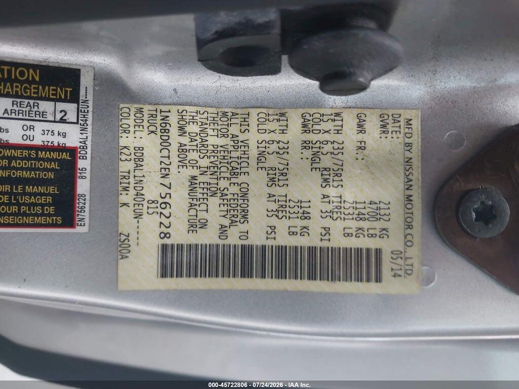 1N6BD0CT2EN756228 2014 NISSAN FRONTIER photo no. 9