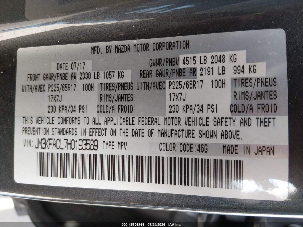 JM3KFACL7H0193589 2017 MAZDA CX-5 photo no. 9